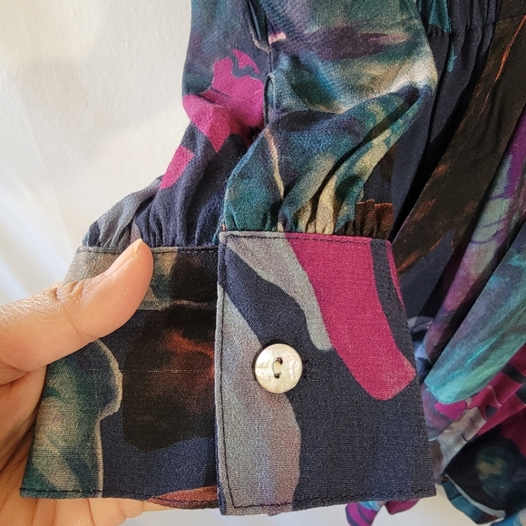 Karen Kane Long Sleeve Faux Wrap Dress Sz L Colorful Versatile USA Resortwear - Picture 9 of 12